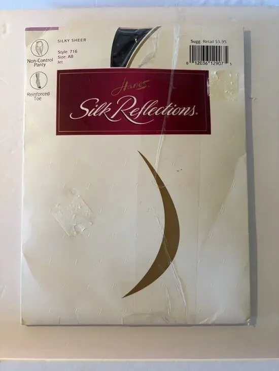 Hanes Silk Reflections Pantyhose Silky Sheer Non-Control Jet 716 AB Reinforced