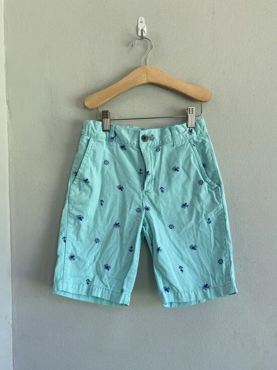 The Children's Place Aqua Nautical Embroidered Shorts Boys 8