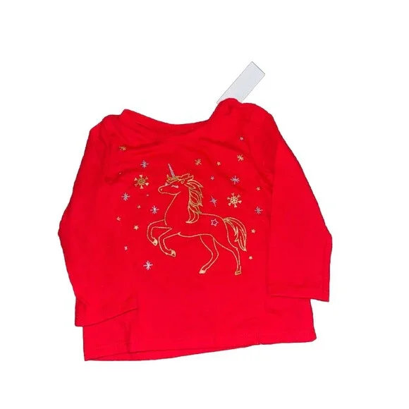 Garanimals Toddler Girl Christmas Long Sleeve Unicorn Shirt 12M