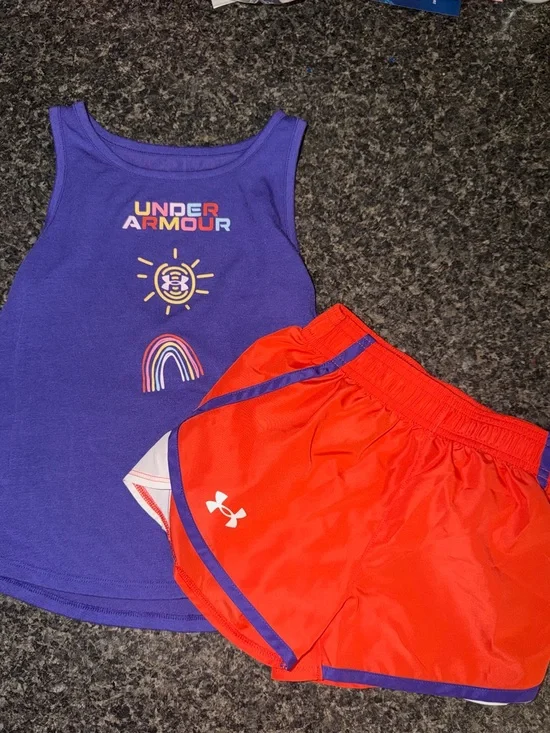 ⭐️ Under Armour Purple Tank Top with Red Athletic Shorts