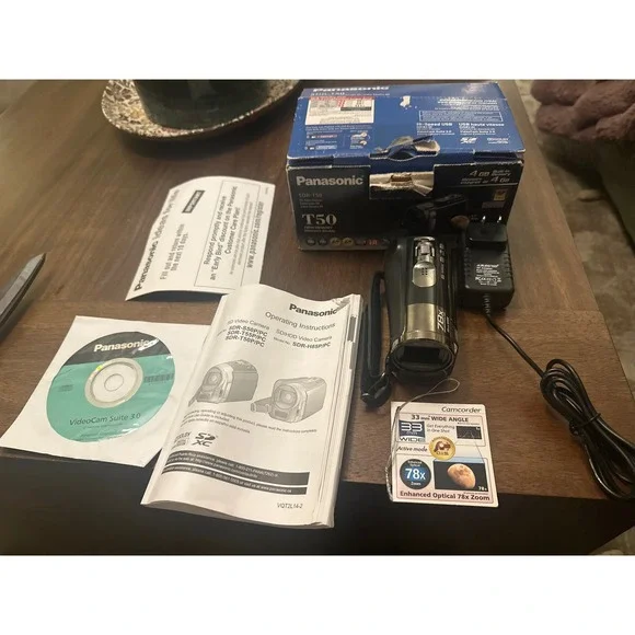 Panasonic SDR-T50 Camcorder 78x Optical Zoom 4GB Memory Black Video Camera Boxed