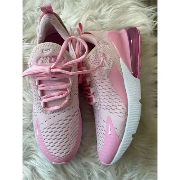 Nike Air Max 270 GS Pink Foam White Sneakers Size 7Y CV9645-600
