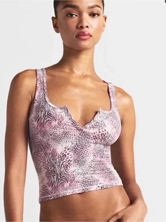 NWT SKIMS Pink Animal-Print Notch-Neck Tank XS