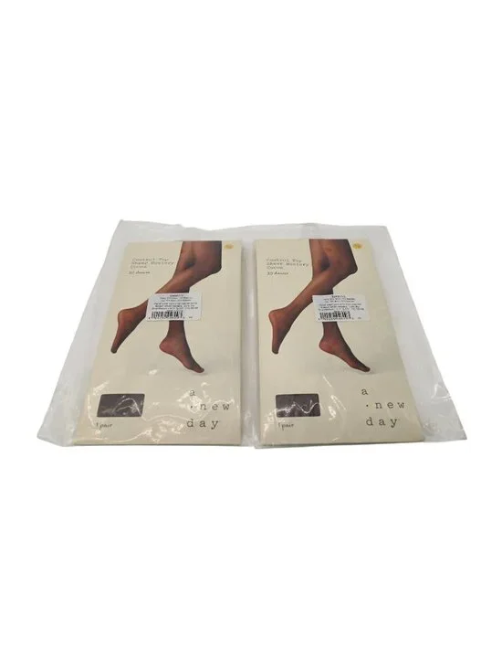 NIP A New Day Lot of 2 Control Top Sheer Hosiery Sz S/M Cocoa Pantyhose Legwear