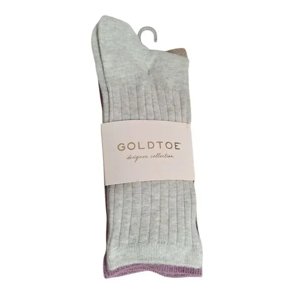 NIP Gold Toe 6 Pairs Womens Dress Crew Socks Multicolor Shoe 6-9