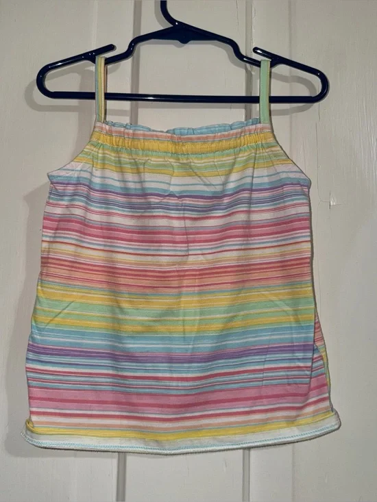 Girls' size 4T tank top shirt Pastel Rainbow Stripe Tank Top
