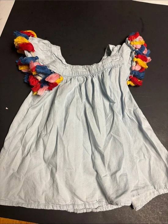 Tucker + Tate Pale Blue Tank Top with Multicolor Tassel Shoulders