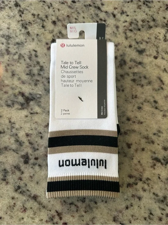 lululemon Tale to Tell Mid Crew Socks - White, Black, Tan