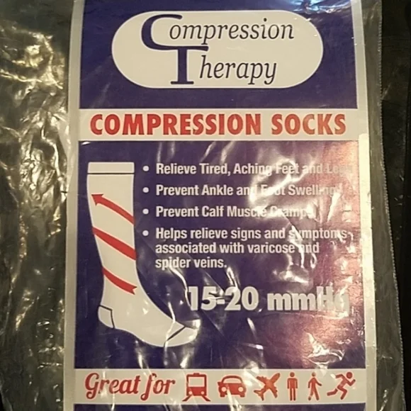 Compression Therapy 15-20mmHg White Knee High Socks-2 PAIR
