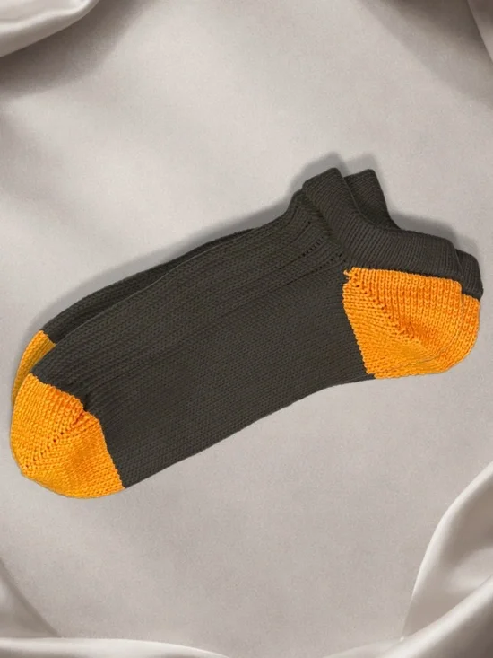100% Pima Cotton Black Two-Tone Ankle Sock | Handmade in the USA
