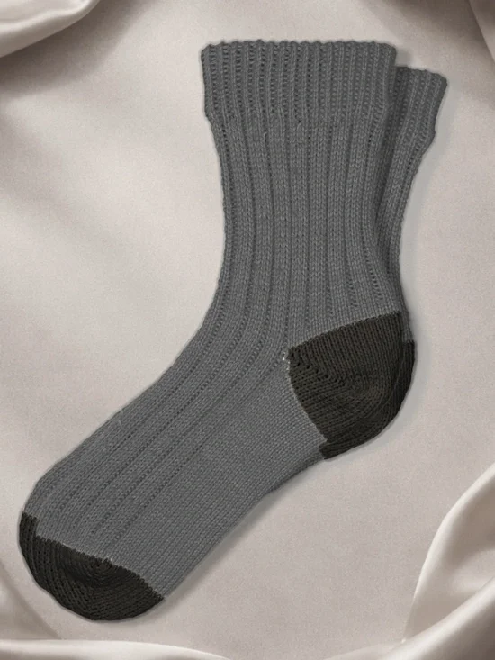 100% Pima Cotton Gray Two-Tone Crew Sock | Handmade in the USA