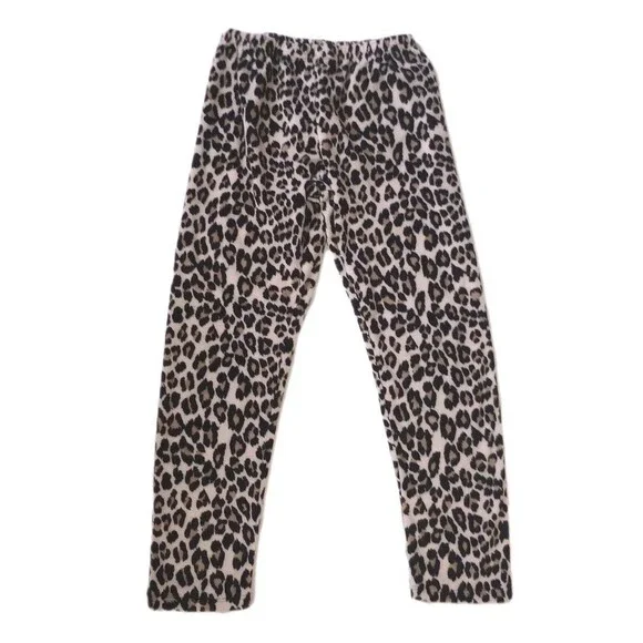 Childrens Place Leopard Print Velour Leggings sz M 7/8 Girls Soft Feel Comfort