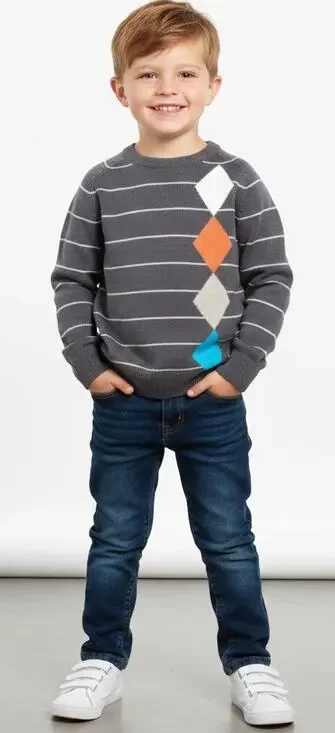 The Children's Place Kids Boy Medium 7/8 Brown Knit Ski Pullover Sweater