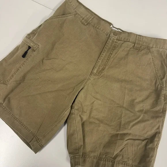 Columbia Cargo Shorts Mens 36 Khaki Tan Excellent Cotton Canvas XM4108 10 Inseam
