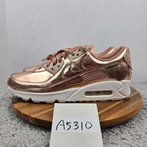 Nike Women 13.5 Air Max 90 SP Metallic Pack Rose Gold Daily Sneaker CQ6639-600