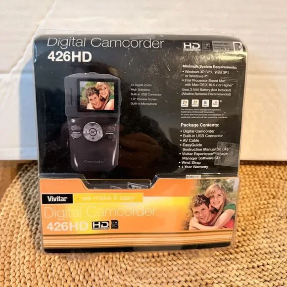 Vivitar DVR 426HD Digital Camcorder Black Tested Boxed w/ Accessories 5.1MP