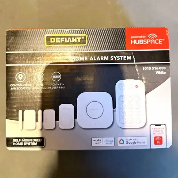 Defiant Wi‑Fi Voice Control Smart Home Alarm Keypad + Door Sensor White 1010