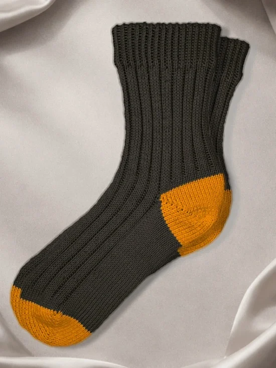 100% Pima Cotton Black Two-Tone Crew Sock | Handmade in the USA