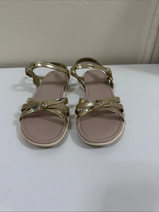 The Children's Place Gold Strappy Girls' Sandals with Knot Accent