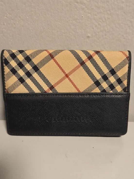 Burberry Nova Check Beige & Black Leather Card Holder