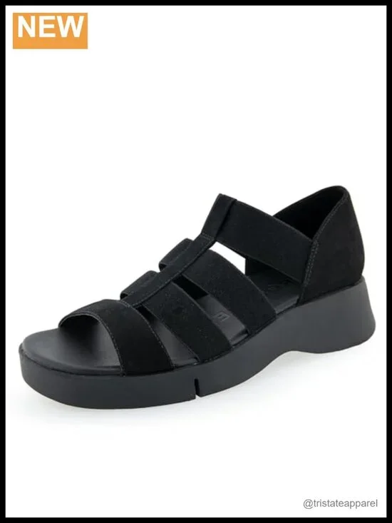 Genuine Leather Slip On Sport Sandals Comfortable Caged Elastic Casual