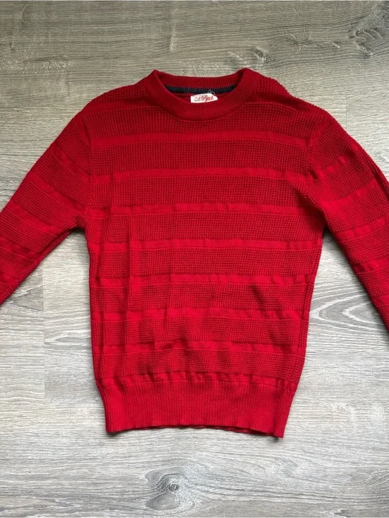 Cat & Jack Boy’s S(6/7) Red Striped Crewneck Sweater