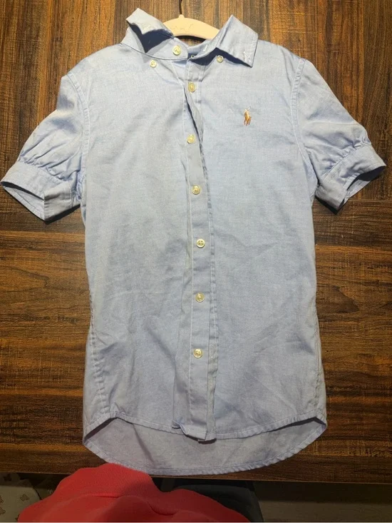Girls Polo by Ralph Lauren Light Blue Short Sleeve Button-Down Shirt