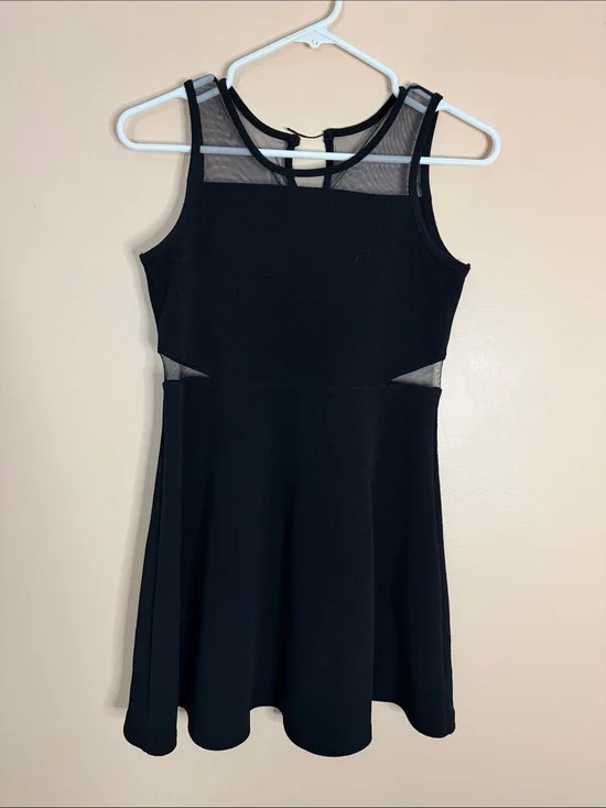 The Children's Place Black Sleeveless Mesh-Panel Fit & Flare Dress