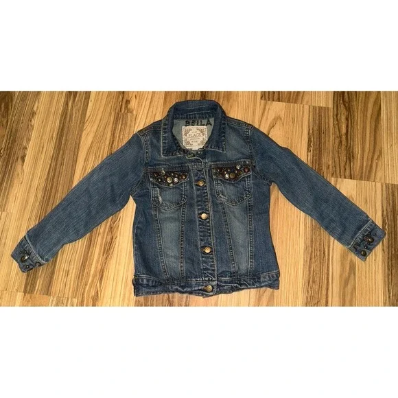 VTG The Children's Place TCP Denim Jeweled Girl's‎ Jean Jacket Sz 5/6 Beaded