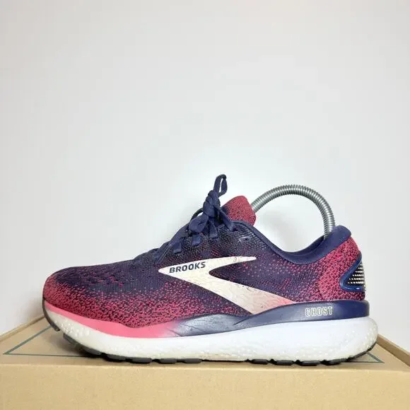 Brooks Ghost 16 Womens Size 7 Pink Purple Running Shoes Cushioned Athletic