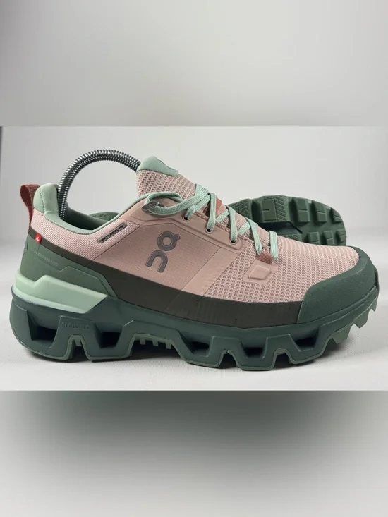 Size 8.5 - ON Cloudwander Waterproof Doe/Ivy (Pink & Green) Women’s