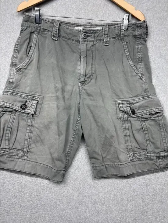 American Eagle Men Cargo Shorts 32 Gray Classic Length Y2K Grunge Skater Utility