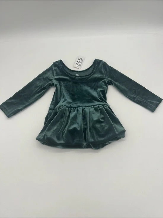 The Childrens Place Baby Girl Teal Green Satin Dress 9-12 Months