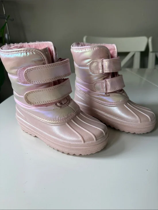 The Children's Place Pink Iridescent Kids' Rain & Snow Boots with Double Straps