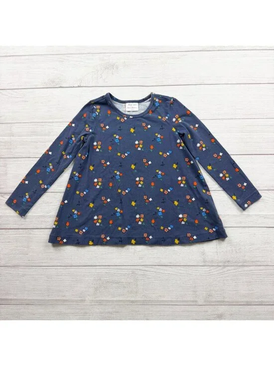 Hanna Andersson Girls Floral Long Sleeve A-Line Tunic Top US 6-7