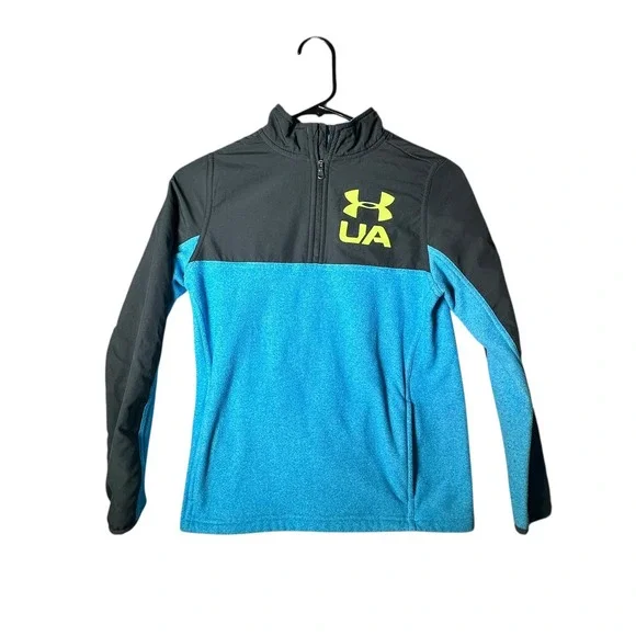 Under Armour Youth Pullover Jacket Quarter‎ Zip Top Blue Black YMD