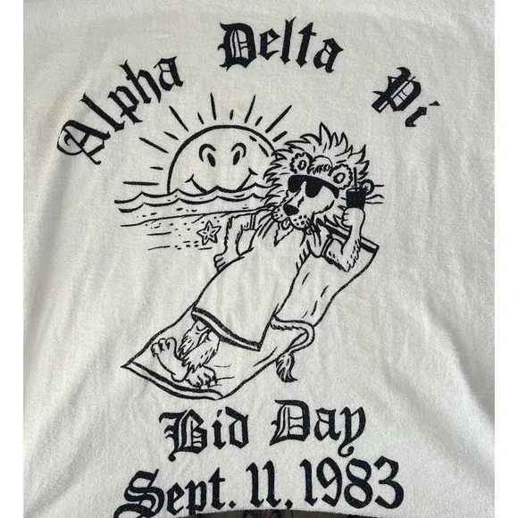 Vtg Alpha Delta Pi Sorority Towel 1983 Beach Party 58
