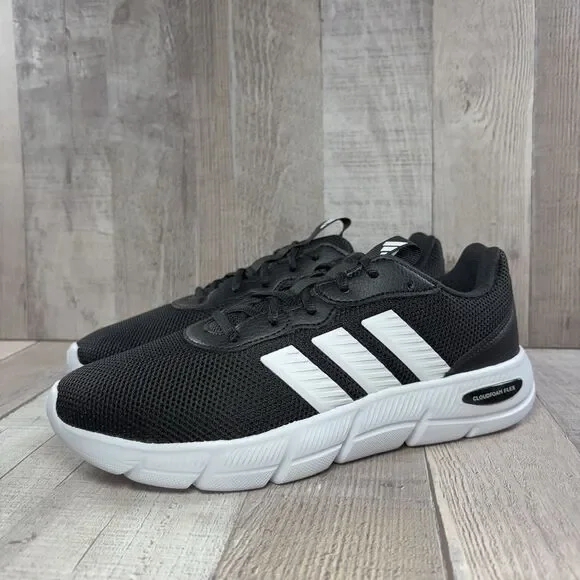 Adidas Cloudfoam Flex Women's Size 7 Wide Fit Running Shoes Athletic Black White