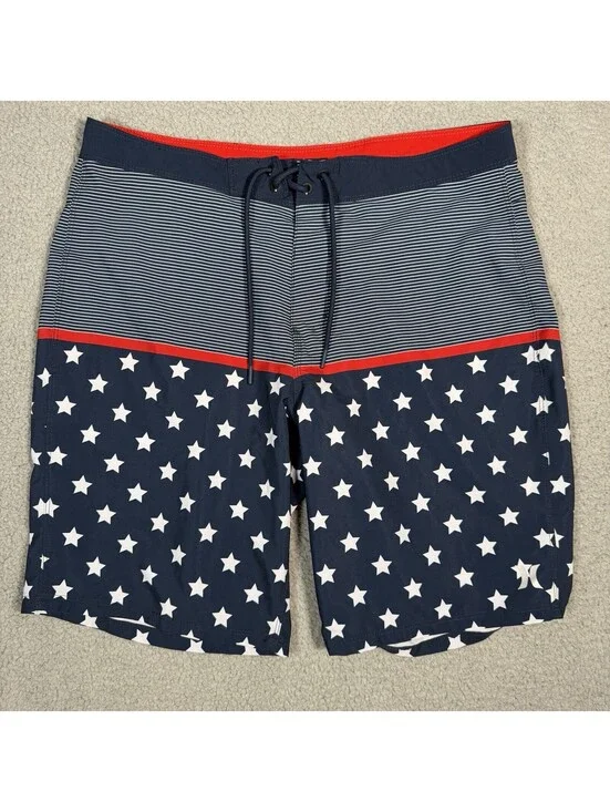 Hurley Star & Stripes Board Shorts American Flag Shorts Blue 9.5