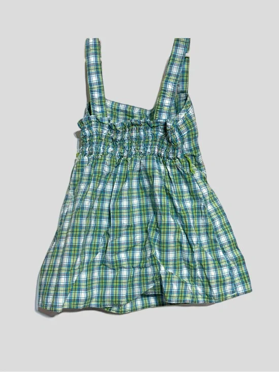 The Children's Place Blue and Green Plaid Smocked Tank Top