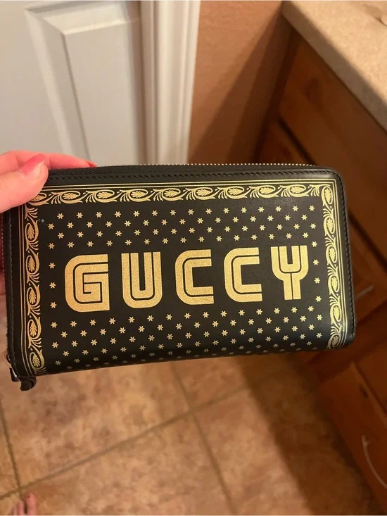 Gucci Guccy Moon and Stars Zip Around Wallet