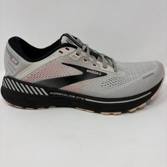 Brooks Adrenaline GTS 22 Womens Size 8.5 Grey Black Running Shoes (1203531B035)