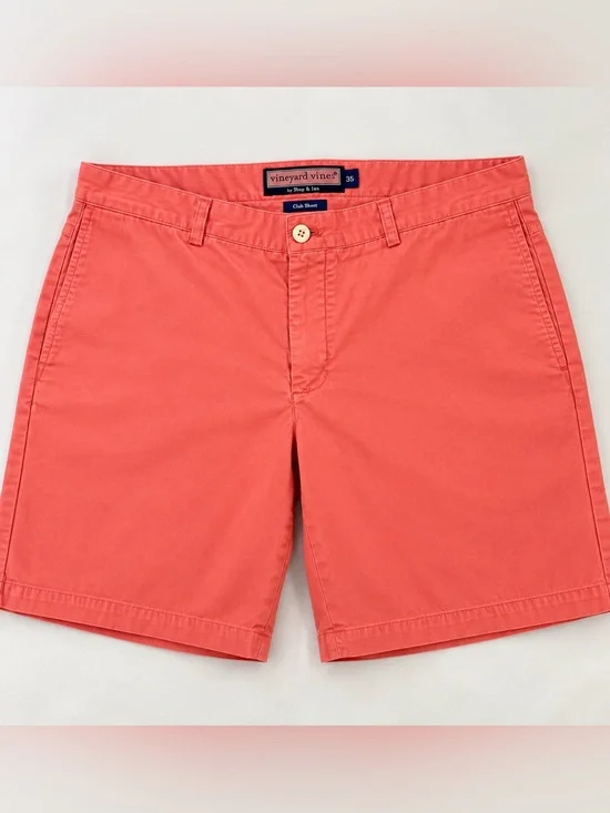Vineyard Vines Club Shorts Men’s 35 Coral Salmon Pink 9” Cotton Chino