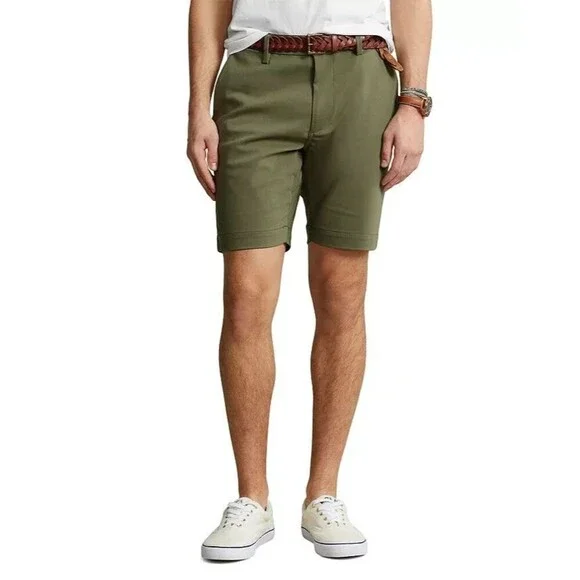 Polo Ralph Lauren Men's Shorts 7-Inch Dobby Shorts Stretch Cotton Blend green