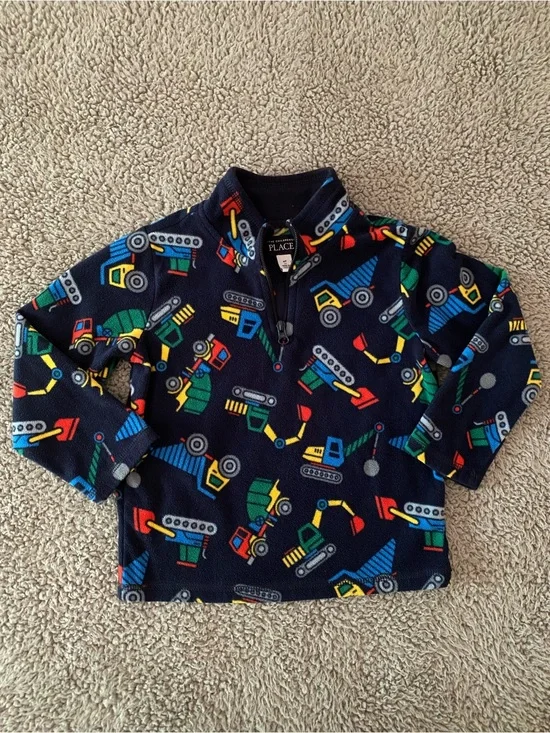 The Children’s Place Boys 4T Microfleece Pullover Construction Vehicles