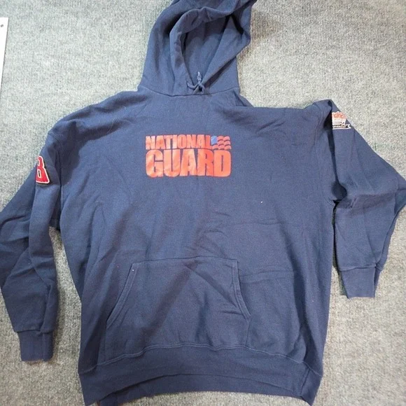 Dale Earnhardt Jr Graphic Hoodie Mens 2XL Blue NASCAR Auto Racing National Guard