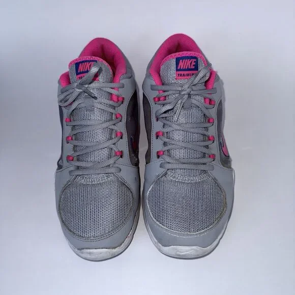 Nike Womens Sneakers Training Size 9 Pink Gray White Lace Up Run Mountain Hiking
