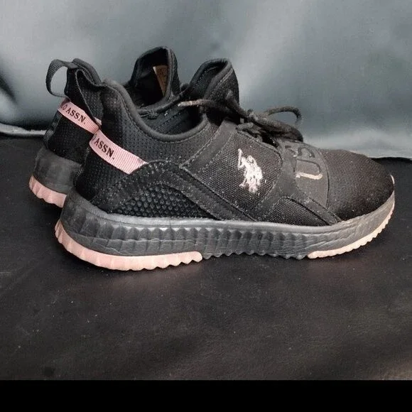 US Polo ASSN Black + Pink Sneakers / Tennis Shoes - Size 8.5