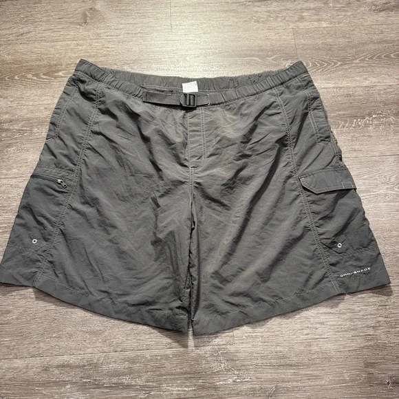 Columbia Shorts Mens XXL Gray Belted Mesh Lined Omni-Shade Hike Swim River Short