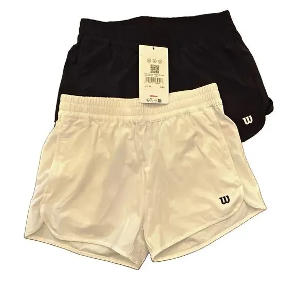 Wilson Youth Short sz M White and Navy Tennis Shorts Elastic- NWT/2 pair